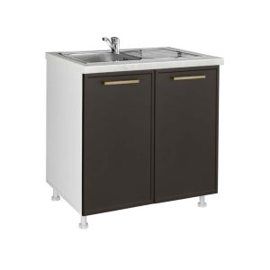 Επιδαπέδιο ντουλάπι νεροχύτη κουζίνας Alba D80 S Γκρι ανθρακί 80x60x85εκ.