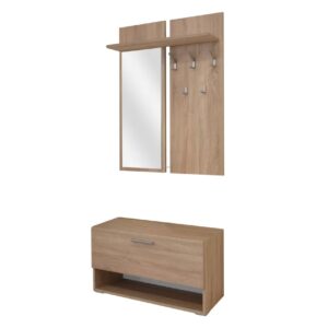Έπιπλο εισόδου με καθρέφτη DONATELO δρυς 90x37x209