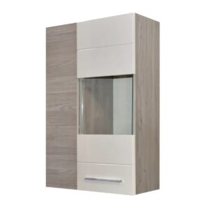 Επιτοίχια βιτρίνα BARCELONA nordic δρυς/ άμμου γυαλιστερό 65x27x99