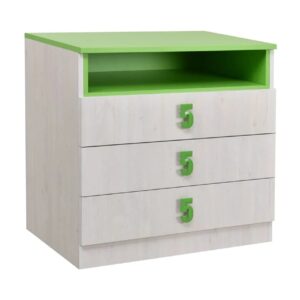 Συρταριέρα Numero 3F Ασπρος Δρυς/Πράσινο