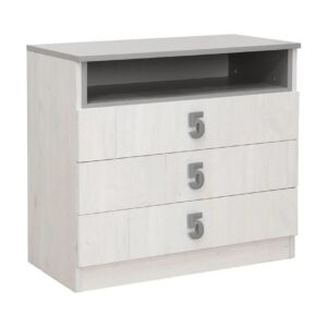 Συρταριέρα Numero 3F Ασπρος Δρυς/Γκρι