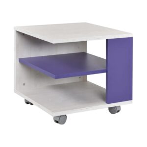 Τροχήλατο τραπεζάκι Numero Λευκός δρυς/ μωβ 45x45x43