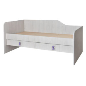 Μονό κρεβάτι με 2 συρτάρια αριστερής φοράς Numero 2F Ασπρος Δρυς/ Μωβ