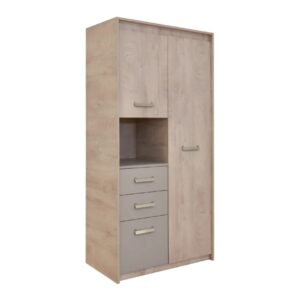 Δίφυλλη ντουλάπα Kinder 2V3F με 3 συρτάρια premium δρυς/ άμμου 96,1x52x203