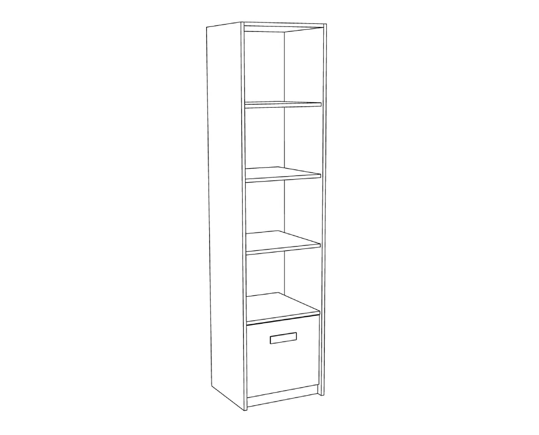 Βιτρίνα στήλη βιβλιοθήκη Kinder 1V premium δρυς/ άμμου 50x42x203 - Image 2