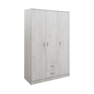 Ανοιγόμενη ντουλάπα με 2 συρτάρια IVA 3K2F δρυς πάγου 123x53x200