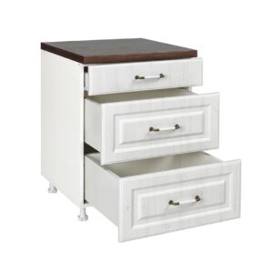 Επιδαπέδια συρταριέρα κουζίνας RUSTIC D60 3F B rustic λευκό 60x60x85