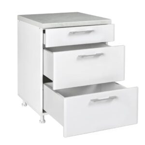 Επιδαπέδια συρταριέρα κουζίνας IN MDF D60 3F B Λευκό γυαλιστερό 60x60x85εκ.