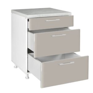 Επιδαπέδια συρταριέρα κουζίνας IN MDF D60 3F B Cashmere γυαλιστερό 60x60x85εκ.