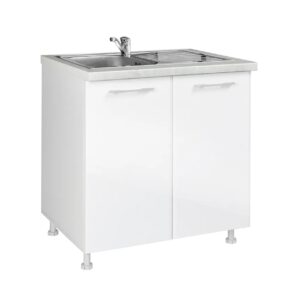 Επιδαπέδιο ντουλάπι νεροχύτη κουζίνας IN MDF D80 S Λευκό γυαλιστερό 80x60x85εκ.