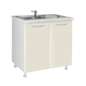 Επιδαπέδιο ντουλάπι νεροχύτη κουζίνας IN MDF D80 S Μπεζ γυαλιστερό 80x60x85εκ.