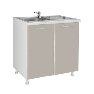 Επιδαπέδιο ντουλάπι νεροχύτη κουζίνας IN MDF D80 S Cashmere γυαλιστερό 80x60x85εκ.