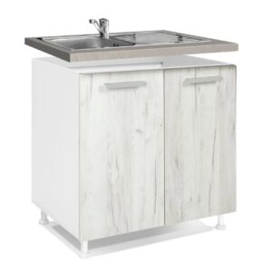 Επιδαπέδιο ντουλάπι νεροχύτη κουζίνας In D80 S Δρυς πάγου 80x60x85εκ.