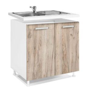 Επιδαπέδιο ντουλάπι νεροχύτη κουζίνας In D80 S Γκρι δρυς 80x60x85εκ.