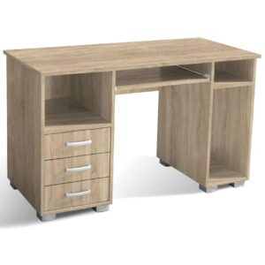 Γραφείο Ana 3F με 3 συρτάρια δρυς 130x60x75