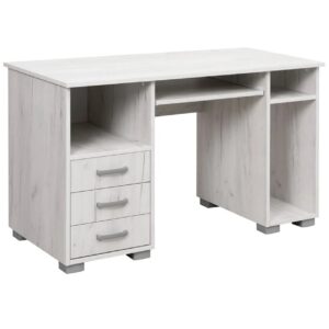 Γραφείο Ana 3F με 3 συρτάρια δρυς πάγου 130x60x75