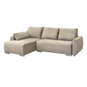 Αμφίδρομος γωνιακός καναπές Havana με κρεβάτι και αποθηκευτικό χώρο μπεζ 287x193x76εκ.
