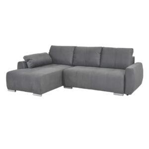 Αμφίδρομος γωνιακός καναπές Havana με κρεβάτι και αποθηκευτικό χώρο Γκρι 287x193x76εκ.