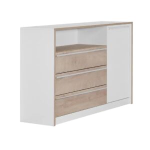 Κομότα συρταριέρα με 3 συρτάρια KALIOPA 1V3F premium δρυς/ λευκό 147,5x38,5x91