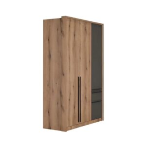 Ανοιγόμενη ντουλάπα με 2 συρτάρια KALIOPA 3V2F artisan/ γκρι 147x54,5x215,5