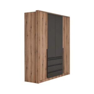 Ανοιγόμενη ντουλάπα με 3 συρτάρια KALIOPA 4V3F artisan/ γκρι 194,5x54,5x215,5