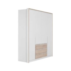 Ανοιγόμενη ντουλάπα με 3 συρτάρια KALIOPA 4V3F premium δρυς/ λευκό 194,5x54,5x215,5