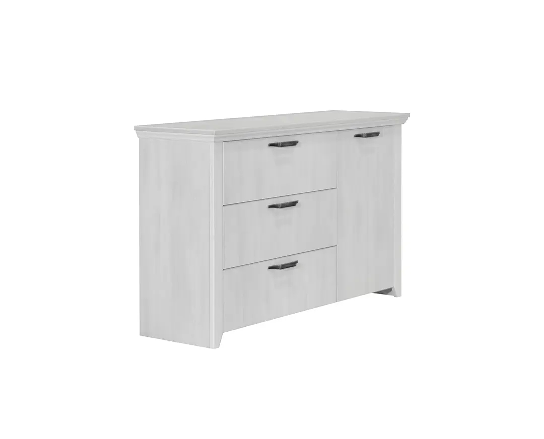 Κομότα συρταριέρα με 3 συρτάρια Rustic 1V3F rustic λευκό 136,5x41x84