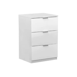 Κομοδίνο με 3 συρτάρια ELEGANCE 3F λευκό γυαλιστερό 45x38x67