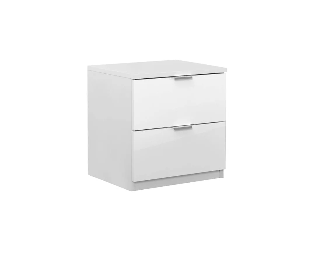 Κομοδίνο με 2 συρτάρια ELEGANCE 2F λευκό γυαλιστερό 45x38x46,5