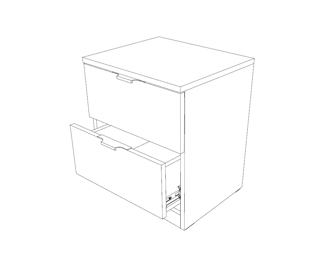 Κομοδίνο με 2 συρτάρια ELEGANCE 2F λευκό γυαλιστερό 45x38x46,5 - Image 2