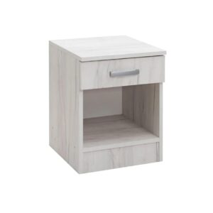 Κομοδίνο με ένα συρτάρι και θέση για βιβλία ALFA δρυς πάγου 40x43x52