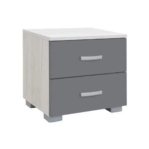 Κομοδίνο με 2 συρτάρια MATIS 2F δρυς πάγου/ ανθρακί 49x38x45,5