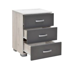 Κομοδίνο με 3 συρτάρια MATIS 3F δρυς πάγου/ ανθρακί 49x38x65