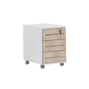 Τροχήλατη συρταριέρα γραφείου LEONIDAS Ασπρο/Δρυς