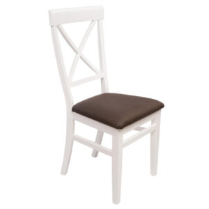 Καρέκλα τραπεζαρίας BM-DRINA με ύφασμα bombay 74 καφέ και χρώμα ξύλου λευκό