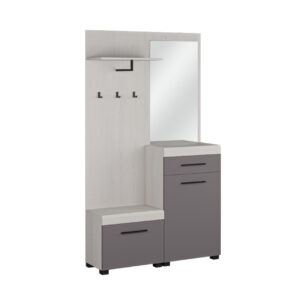 Έπιπλο εισόδου με καθρέφτη GENOVA δρυς πάγου/ ανθρακί 120x38x209