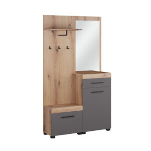 Έπιπλο εισόδου με καθρέφτη GENOVA artisan/ γκρι 120x38x209