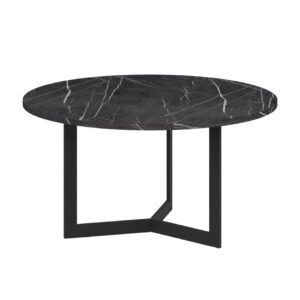 Τραπέζι σαλονιού SATURN Φ80 μαύρο μάρμαρο 80x42