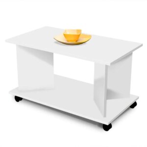 Τροχήλατο τραπέζι σαλονιού HERMES λευκό 90x50x50