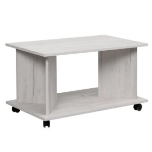 Τροχήλατο τραπέζι σαλονιού HERMES δρυς πάγου 90x50x50