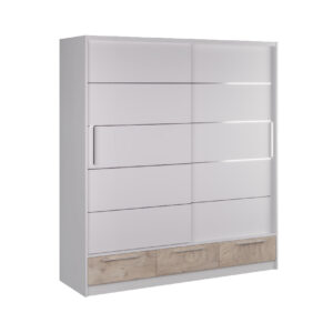 Συρόμενη ντουλάπα με 3 συρτάρια LARA 150 premium δρυς/ λευκό 149x62x220