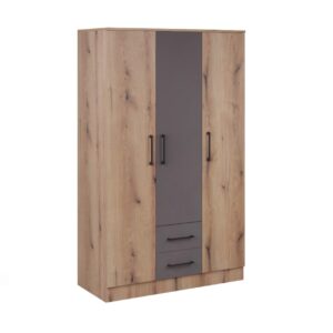 Ανοιγόμενη ντουλάπα με 2 συρτάρια IVA 3K2F artisan/ γκρι 123x53x200