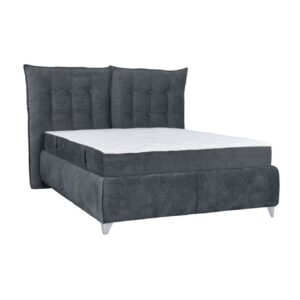 Κρεβάτι με ανακλινόμενο προσκέφαλο που γίνεται μαξιλάρι, αποθηκευση και σομιέ Asterix γκρι 180x200