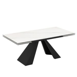 Επεκτεινόμενο κεραμικό τραπέζι δείπνου MONZA Λευκό μάρμαρο 180+40+40x90x75