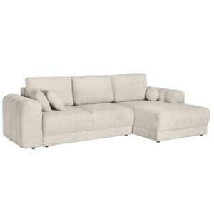 Αμφίδρομος γωνιακός καναπές NOEL με κρεβάτι και αποθηκευτικό χώρο Μπεζ 296x170x97