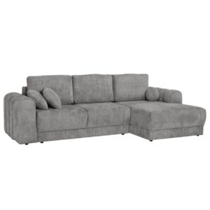 Αμφίδρομος γωνιακός καναπές NOEL με κρεβάτι και αποθηκευτικό χώρο Γκρι 296x170x97