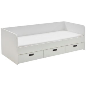 Επεκτεινόμενο κρεβάτι με 3 συρτάρια αποθήκευσης Amber 90 λευκό