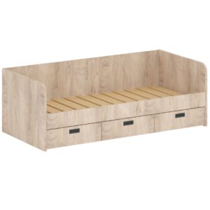 Επεκτεινόμενο κρεβάτι με 3 συρτάρια αποθήκευσης Amber 90 premium δρυς