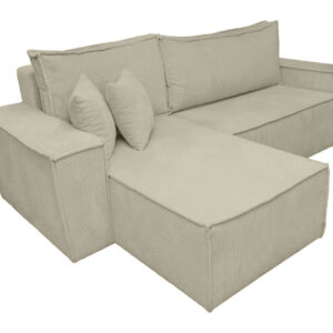 Αμφίδρομος γωνιακός καναπές MD- BAZEL με κρεβάτι και αποθηκευτικό χώρο κρεμ κοτλέ 255x170