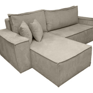 Αμφίδρομος γωνιακός καναπές MD- BAZEL με κρεβάτι και αποθηκευτικό χώρο γκρι κοτλέ 255×170